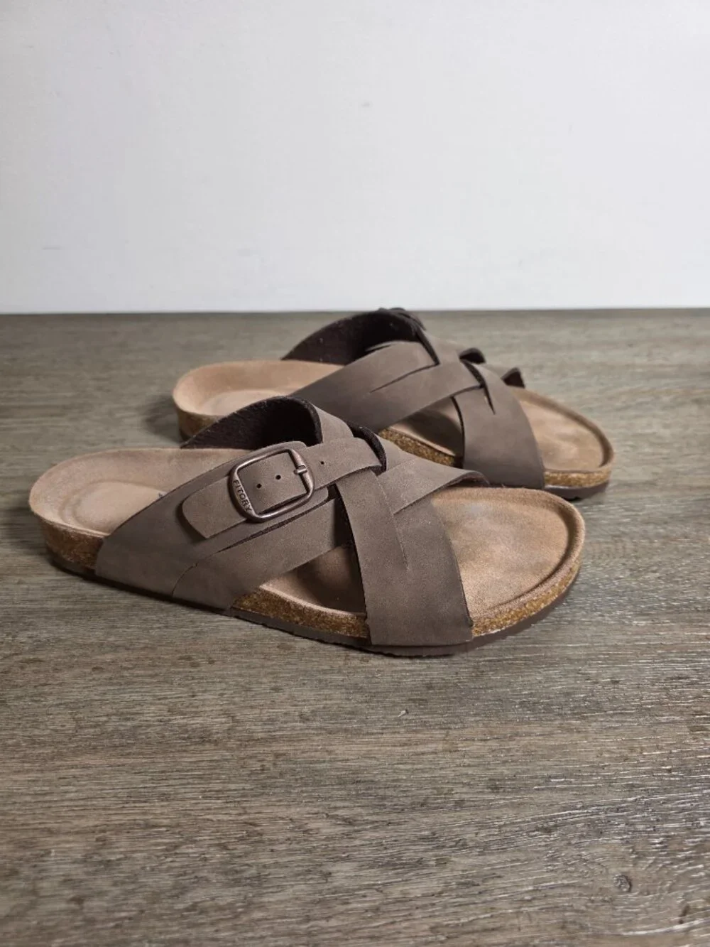 FITORY Women's Sandals Size 10 Crisscross Strap Brown Cork Footbed Summer Spring